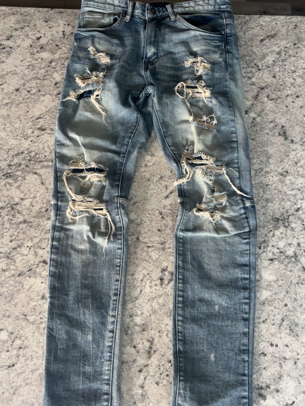 Distressed Light Blue Skinny Men's Jeans